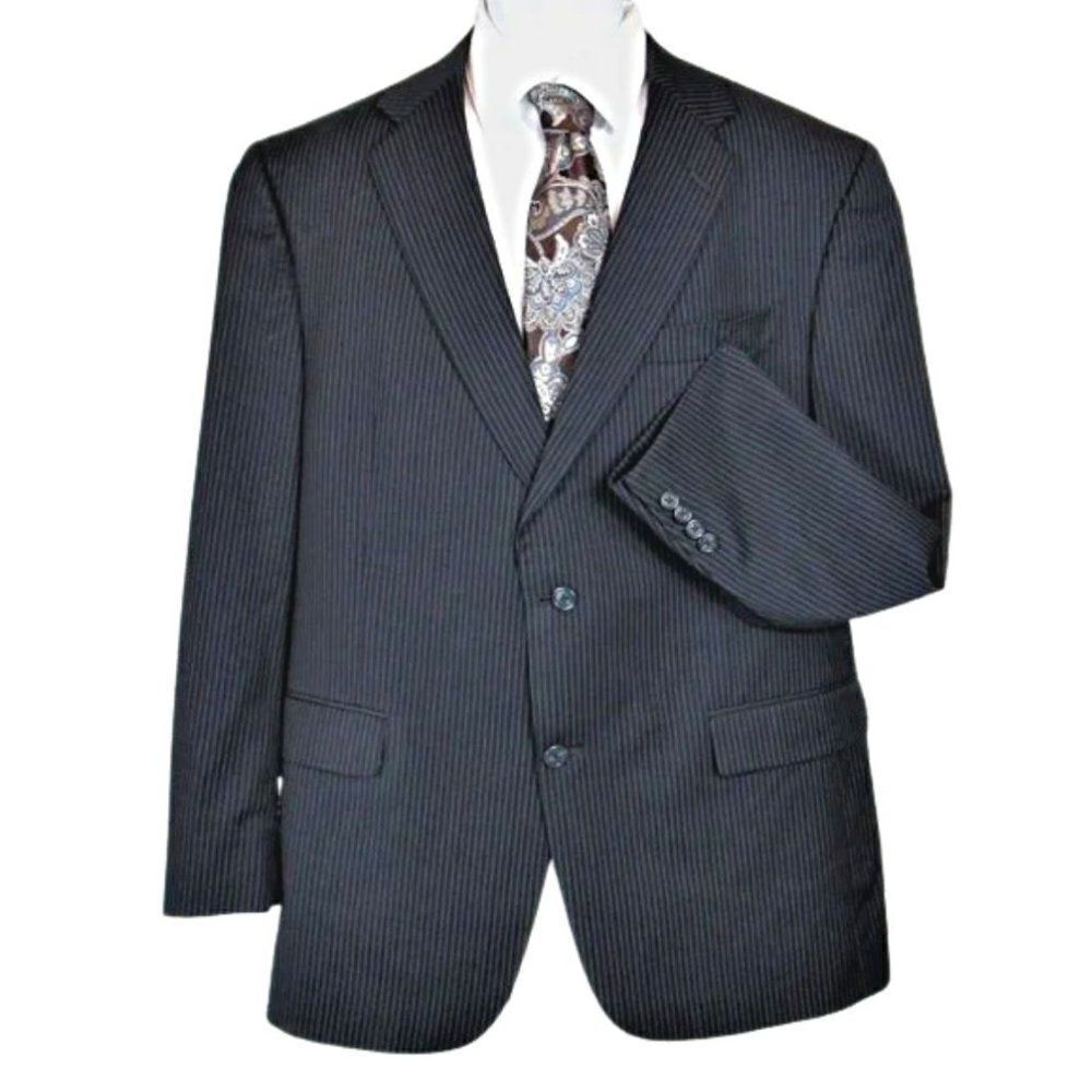 Suit Jacket Hart Schaffner Marx for Dillard's Vintage Pinstripe Blue Mens Sz 44R